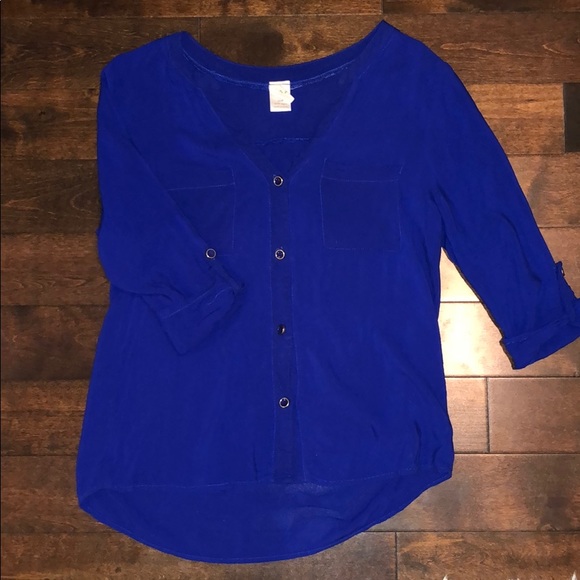 Anthropologie:Blue Needle & Thread Button Up Shirt - Picture 1 of 2